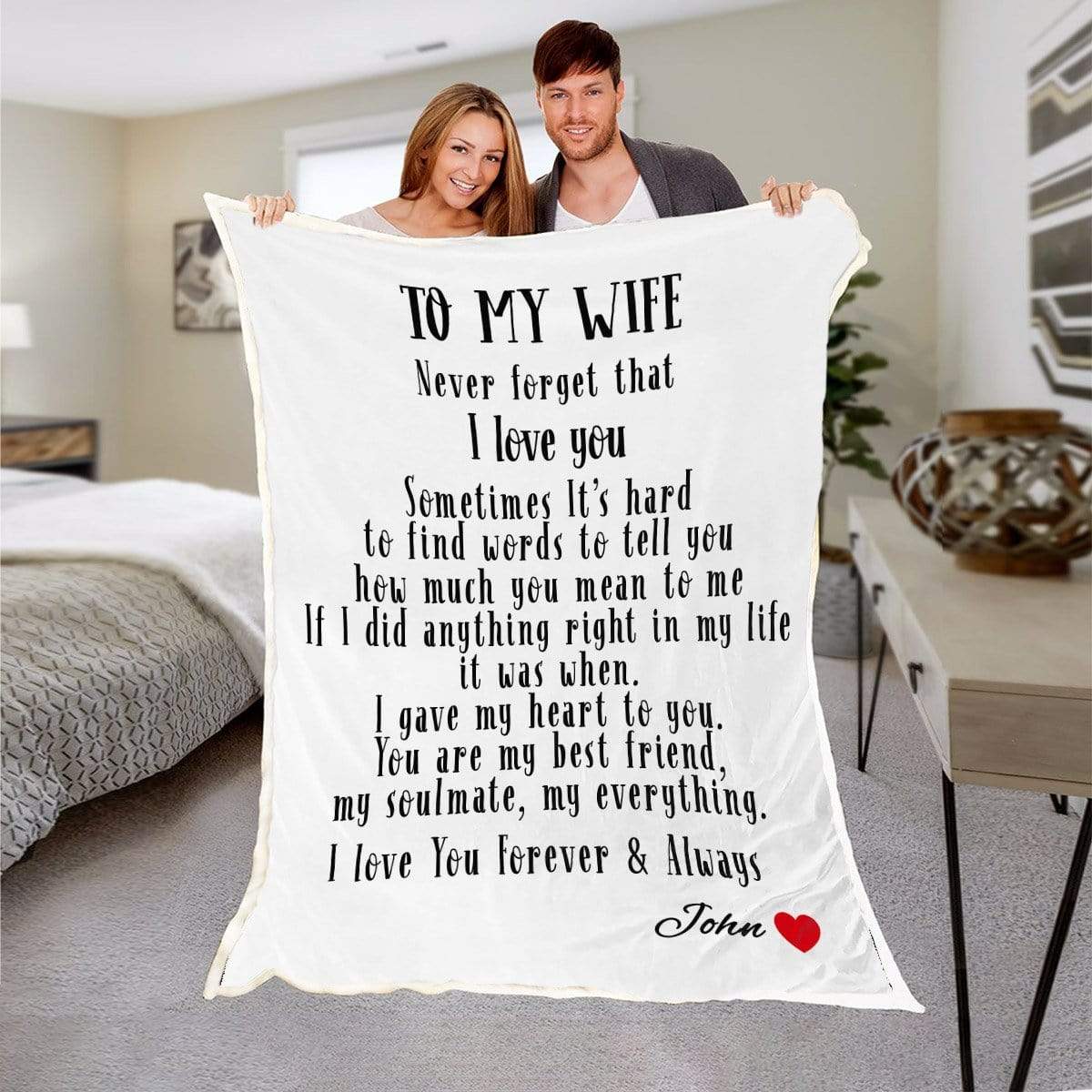 To My Wife Personalized Blanket