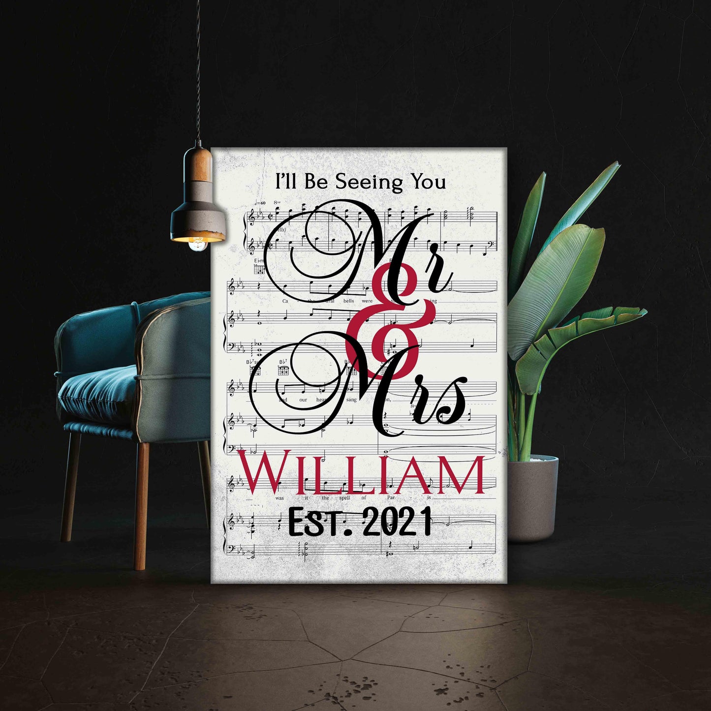 Personalized Canvas Mr. And Mrs. Customized Song Notes Canvas For Couples