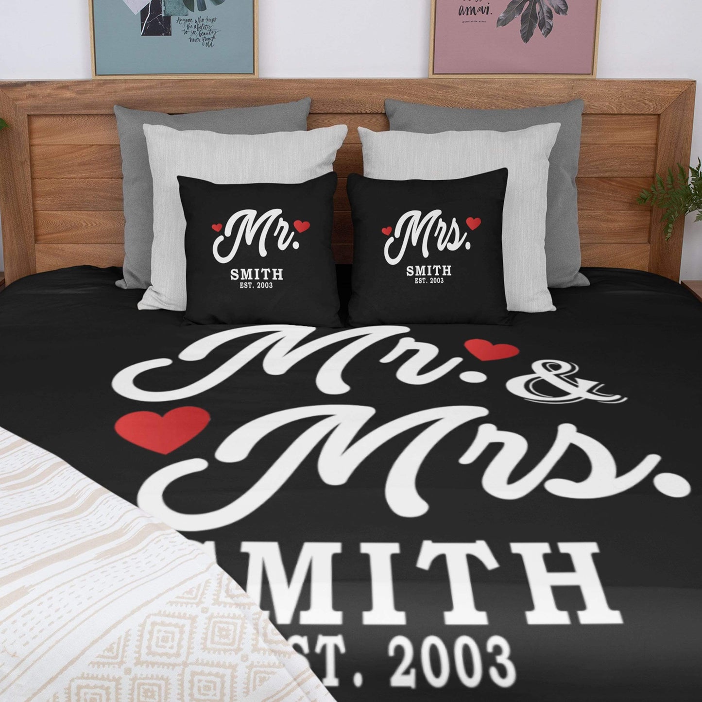 Pillows Mr. And Mrs. Personalized Pillow With Name And Wedding Year - (PACK OF 2)