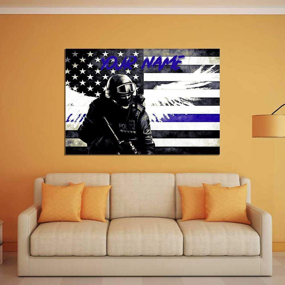 Custom Personalized Thin Blue Line Canvas