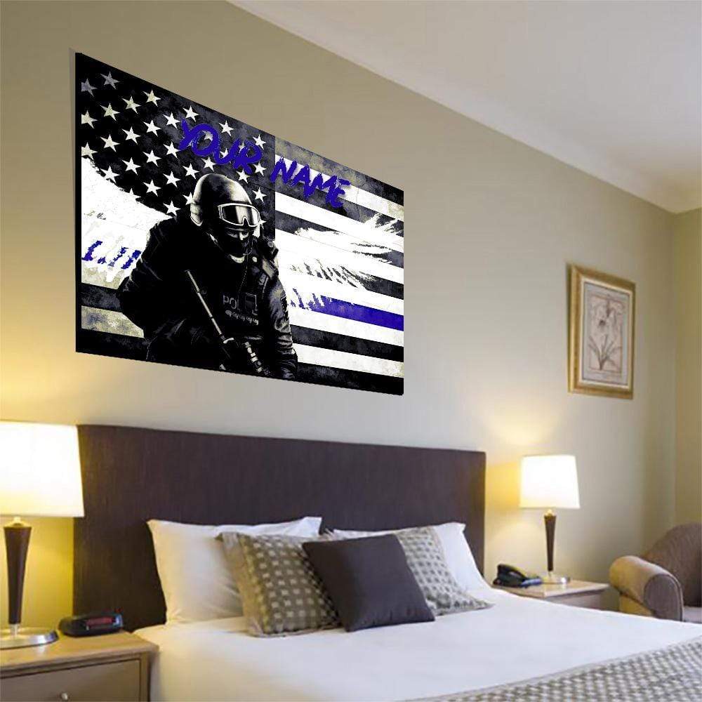 Custom Personalized Thin Blue Line Canvas