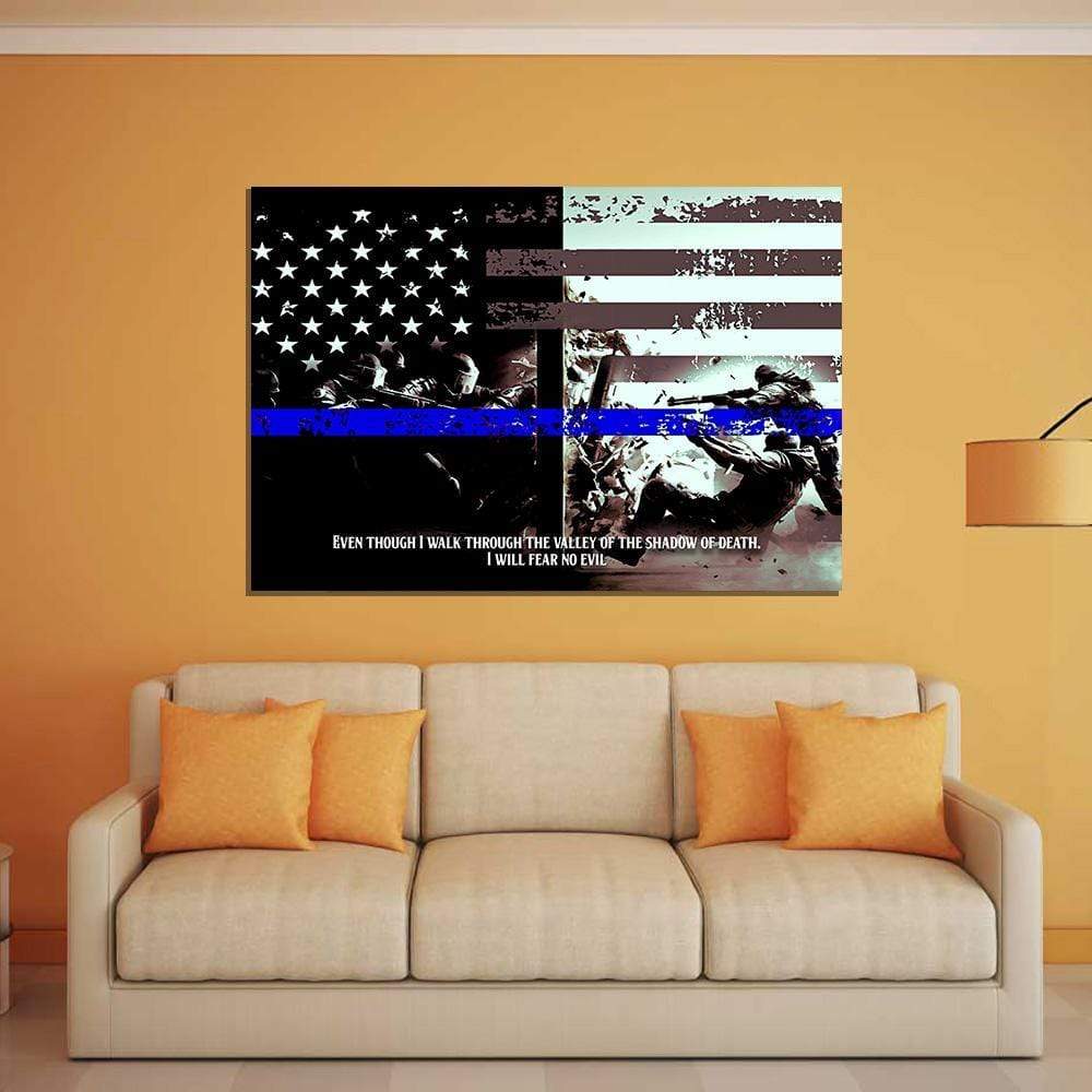 I Will Fear No Evil-Thin Blue Line Canvas