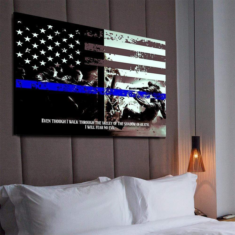 I Will Fear No Evil-Thin Blue Line Canvas